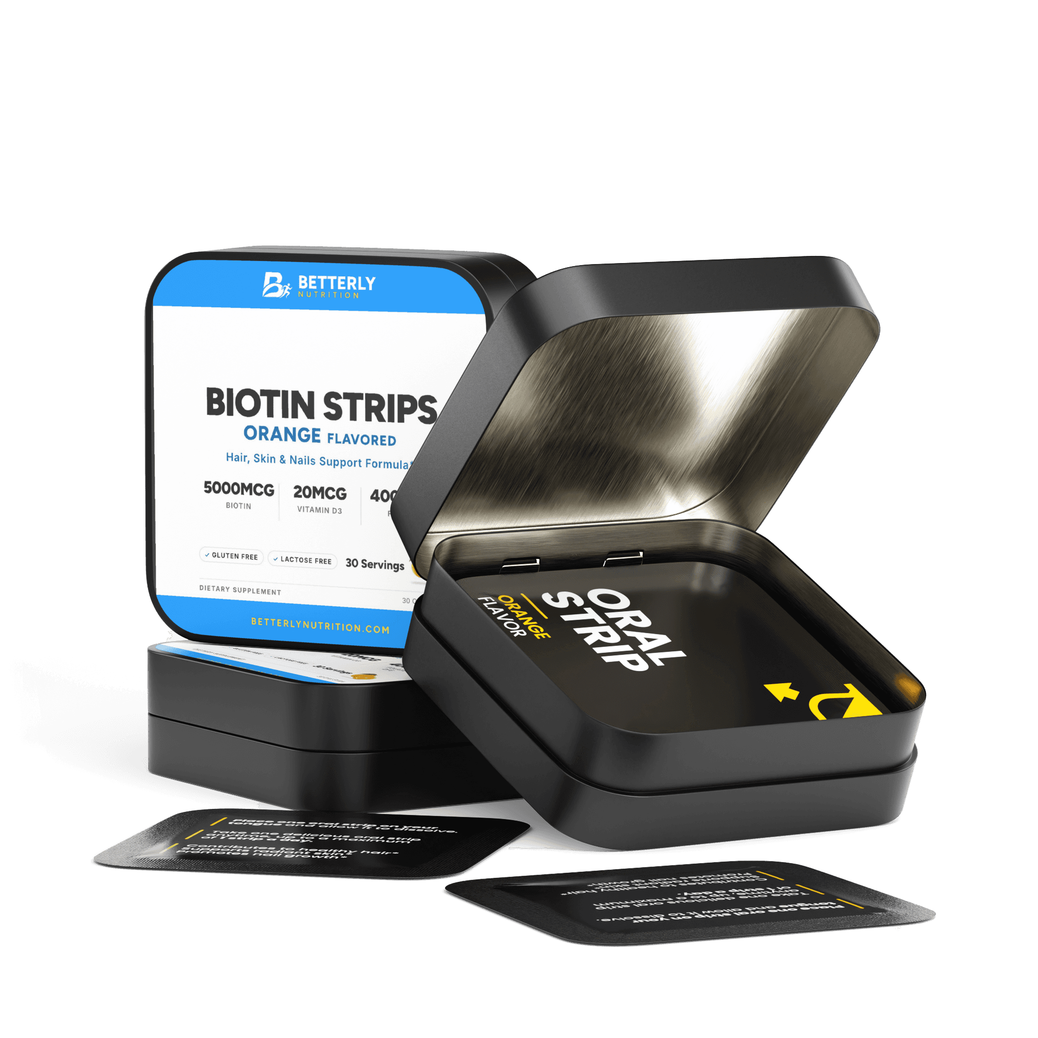 5,000mcg Biotin Strips, opened to show the contents