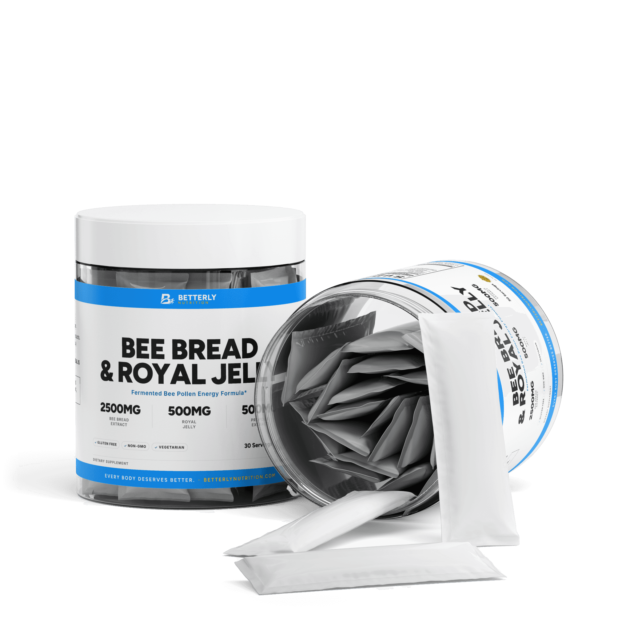 Bee Bread, Royal Jelly & Propolis Powder, opened to show the contents
