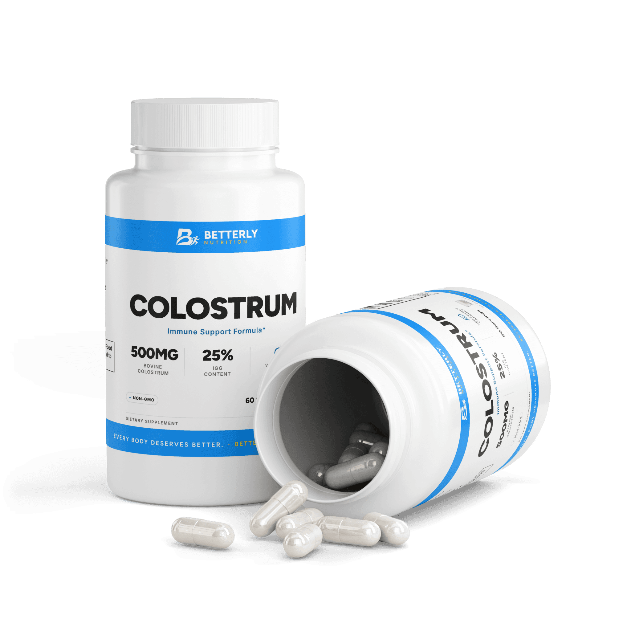 Colostrum Capsules, opened to show the contents