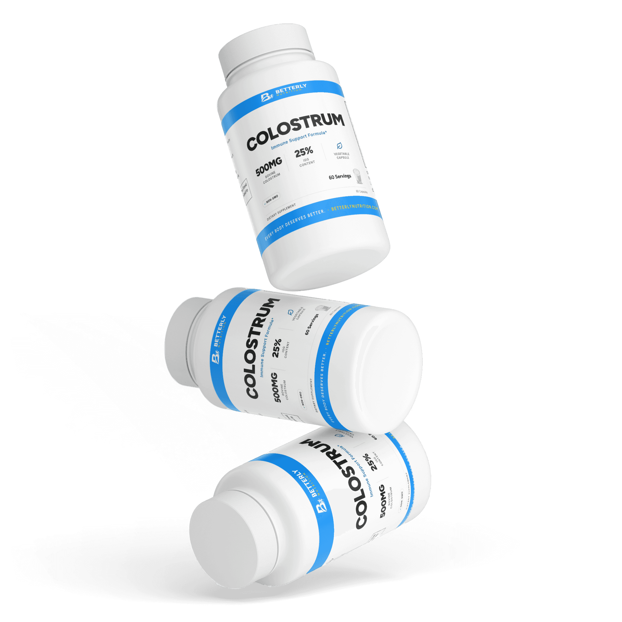 Colostrum Capsules, stacked containers