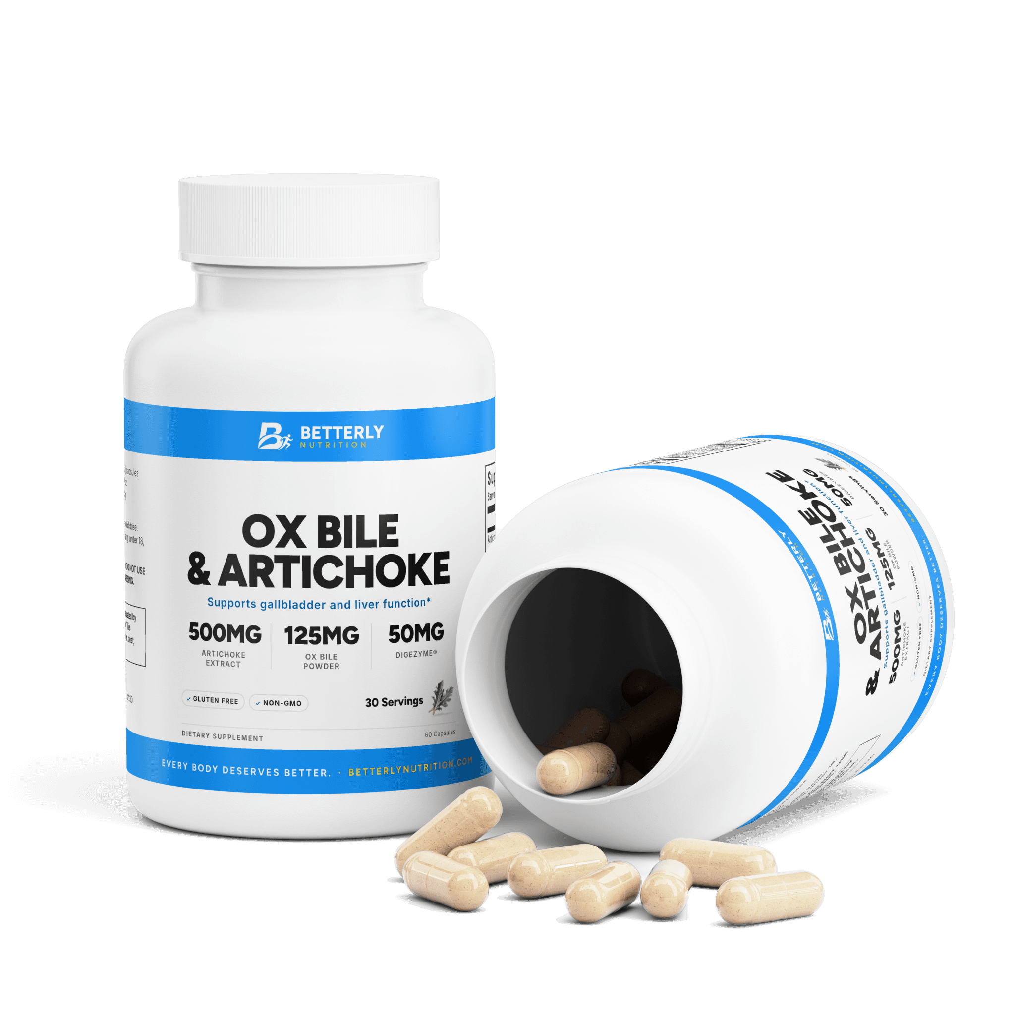 Ox Bile & Artichoke Capsules, opened to show the contents