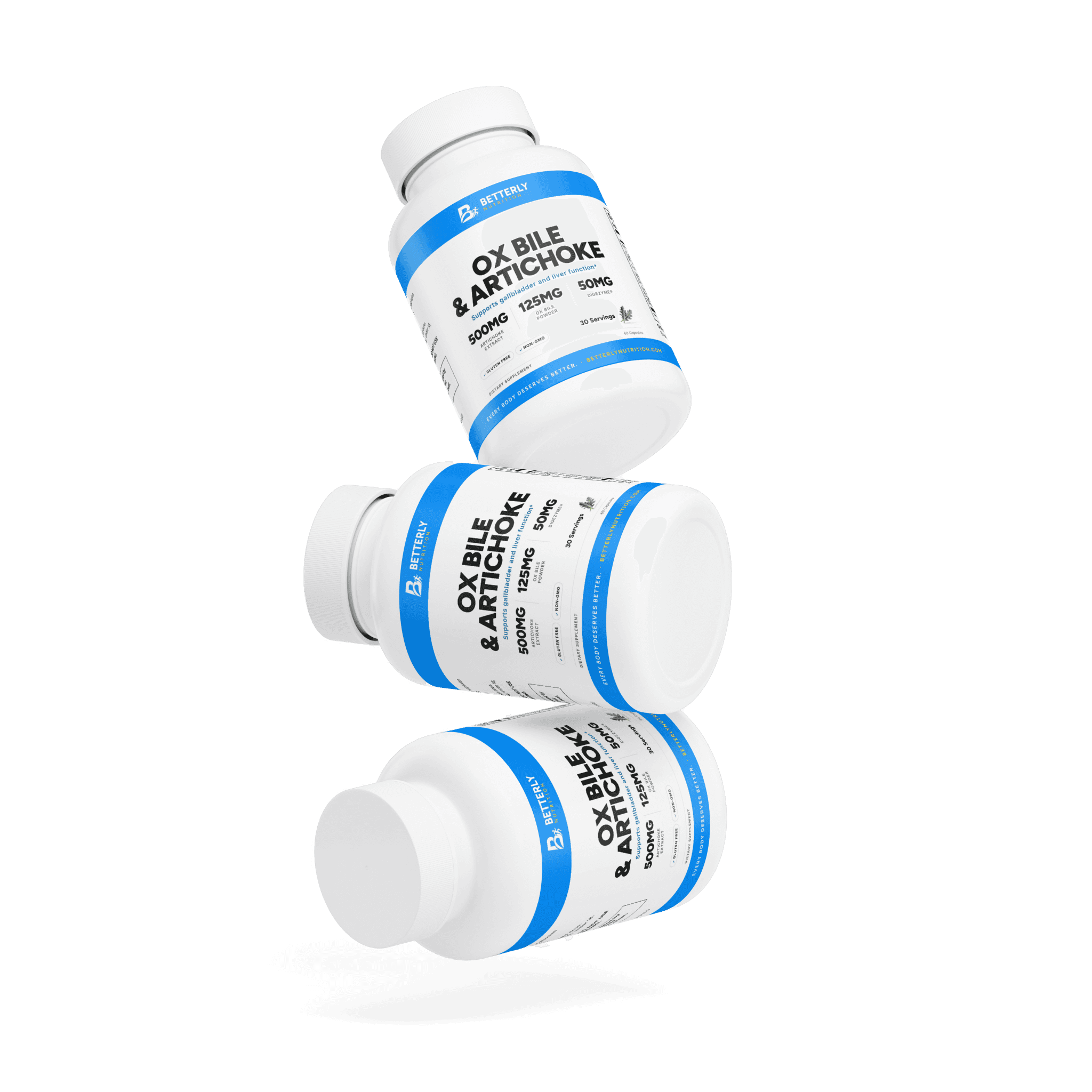 Ox Bile & Artichoke Capsules, stacked containers