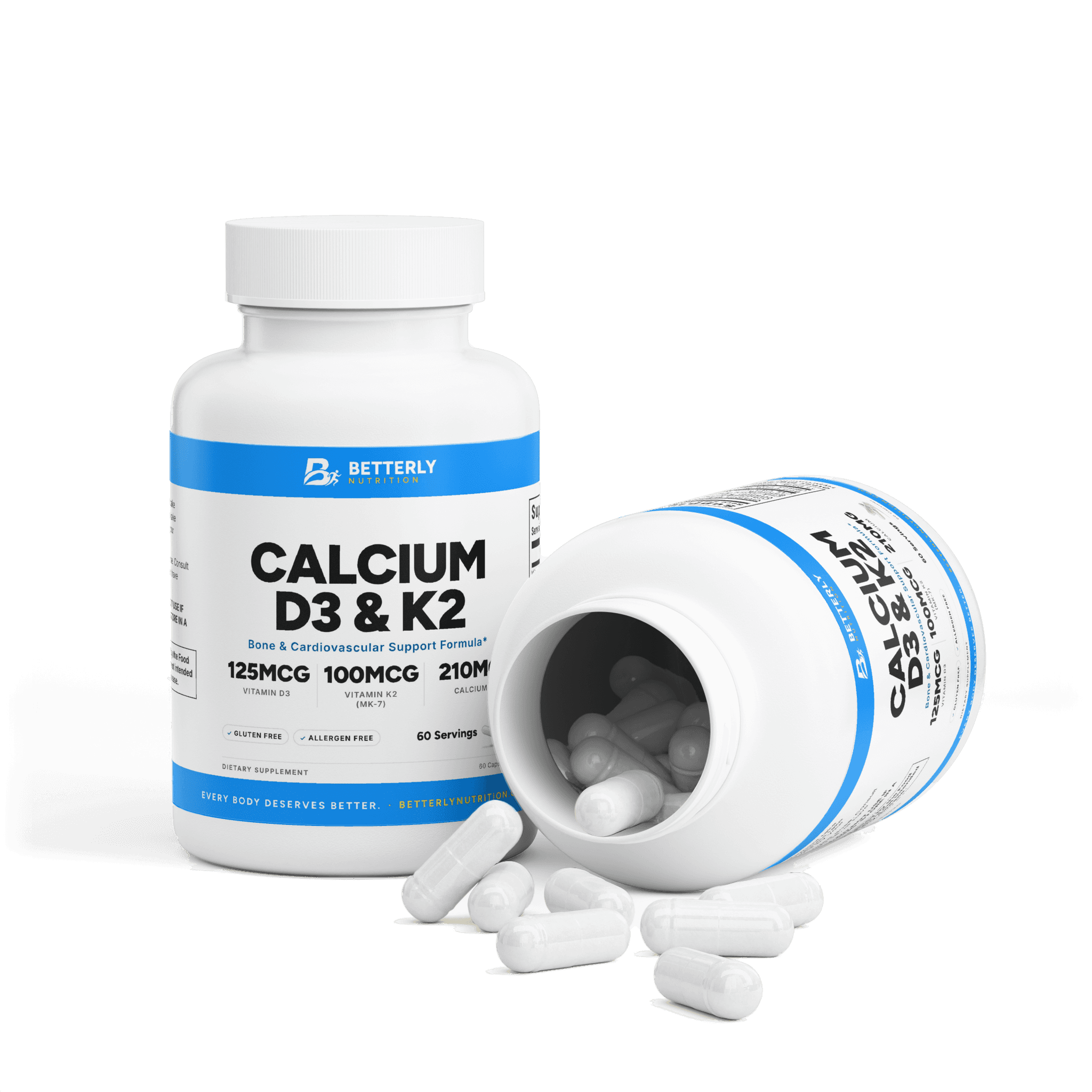 Calcium, Vitamin D3 & K2 Capsules, opened to show the contents