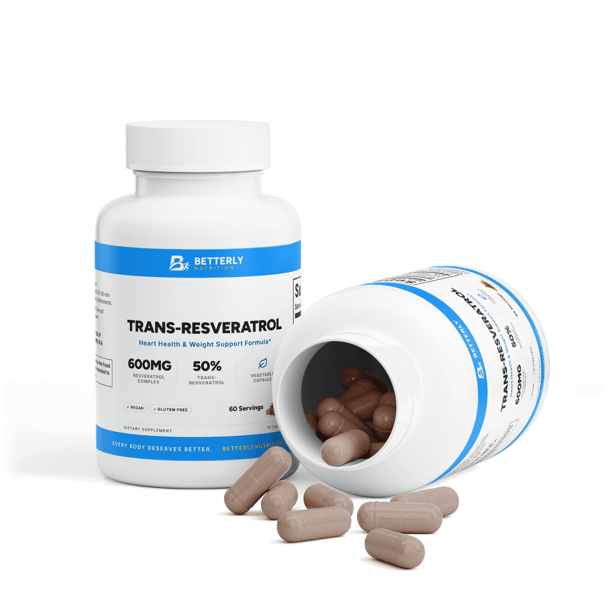 Trans-Resveratrol Capsules, opened to show the contents
