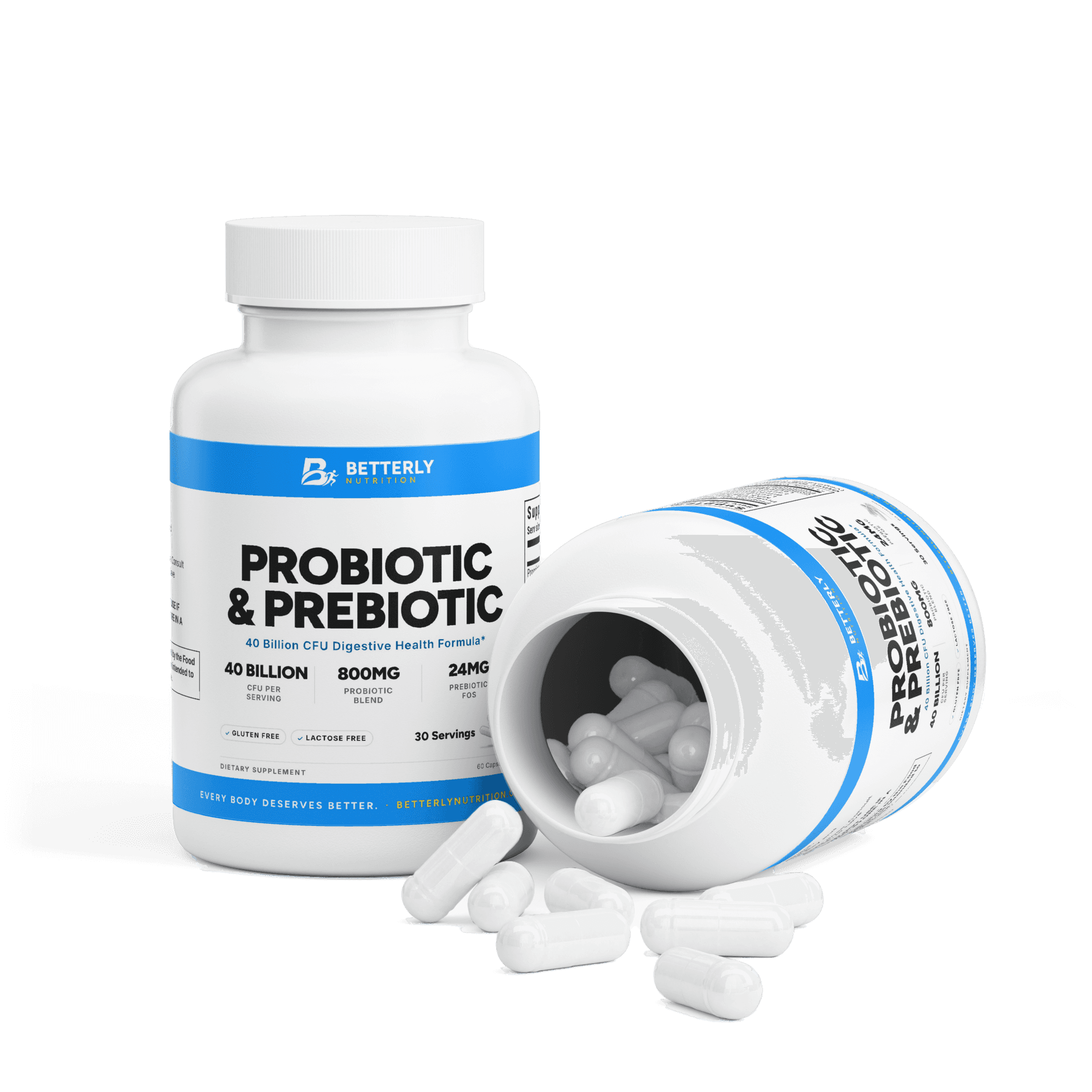 Probiotic & Prebiotic Capsules, opened to show the contents