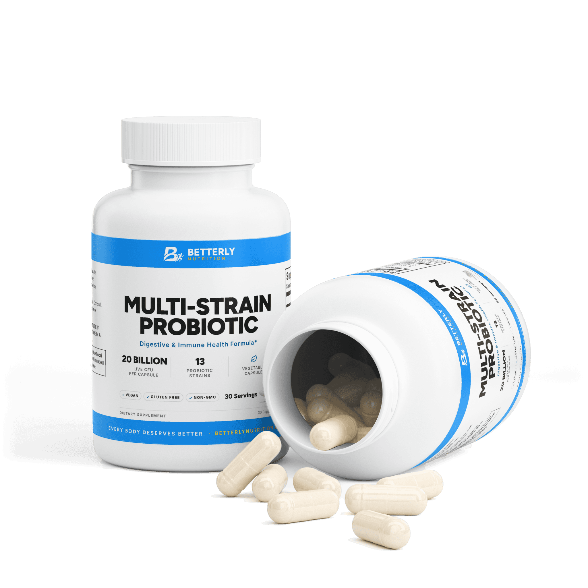 Multi-Strain Probiotic Capsules, opened to show the contents