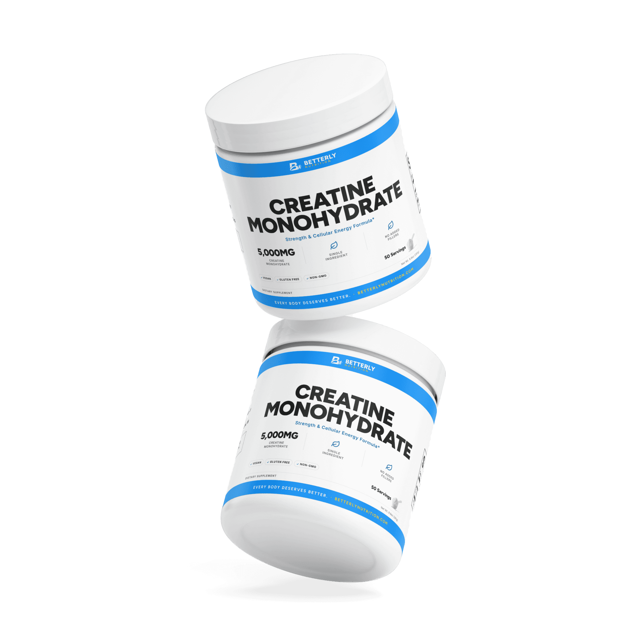 Creatine Monohydrate Powder, stacked containers