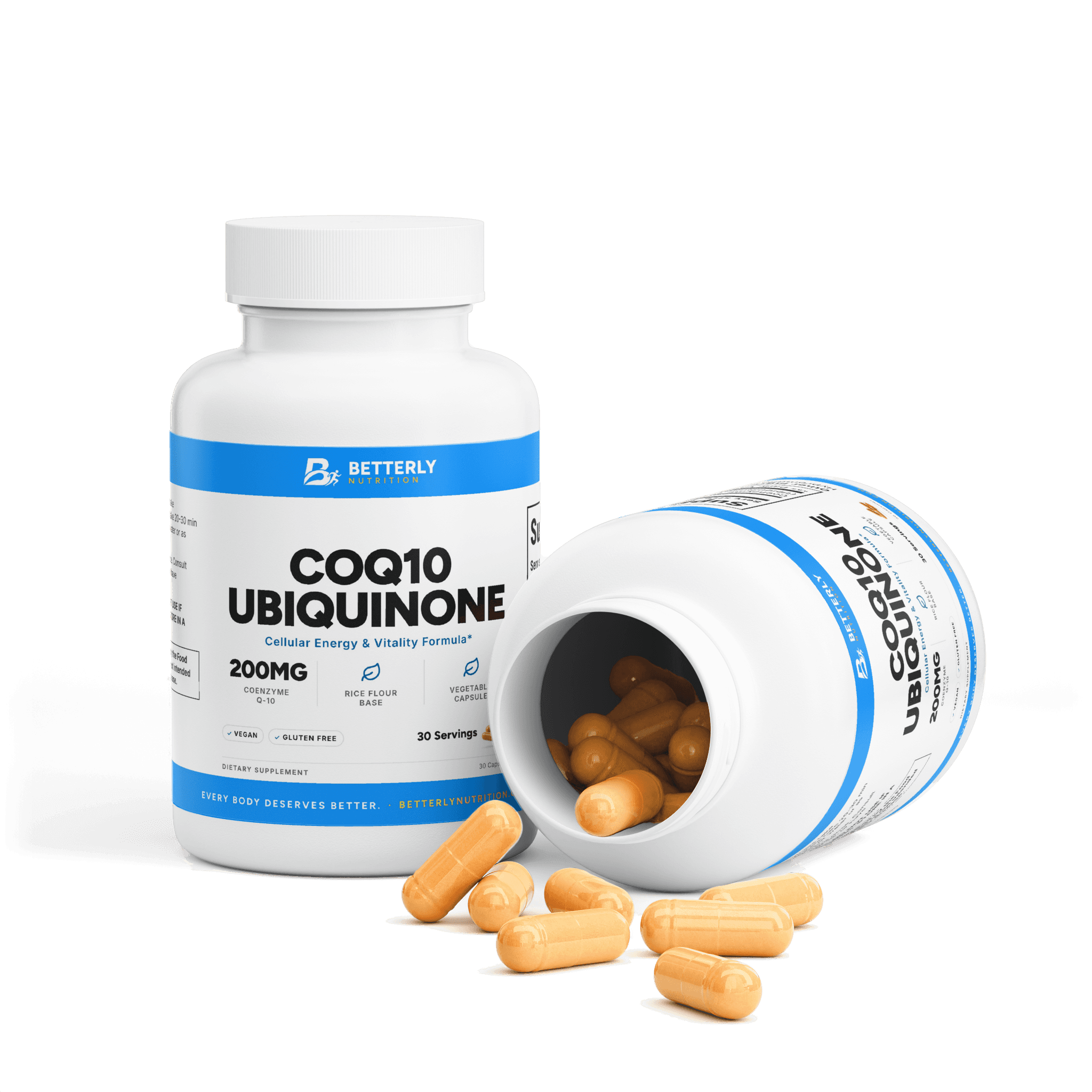 CoQ10 Ubiquinone Capsules, opened to show the contents