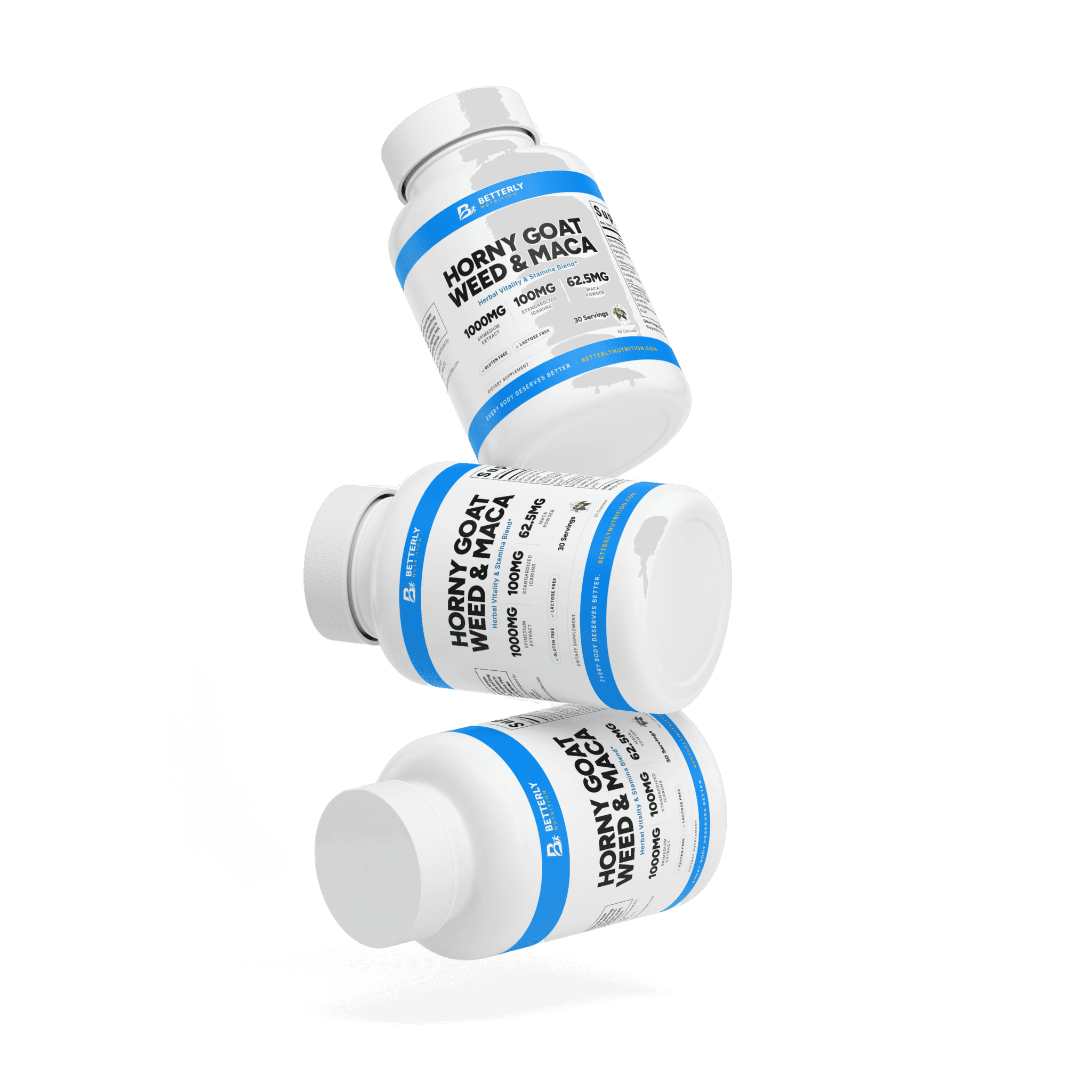 Horny Goat Weed & Maca Capsules, stacked containers