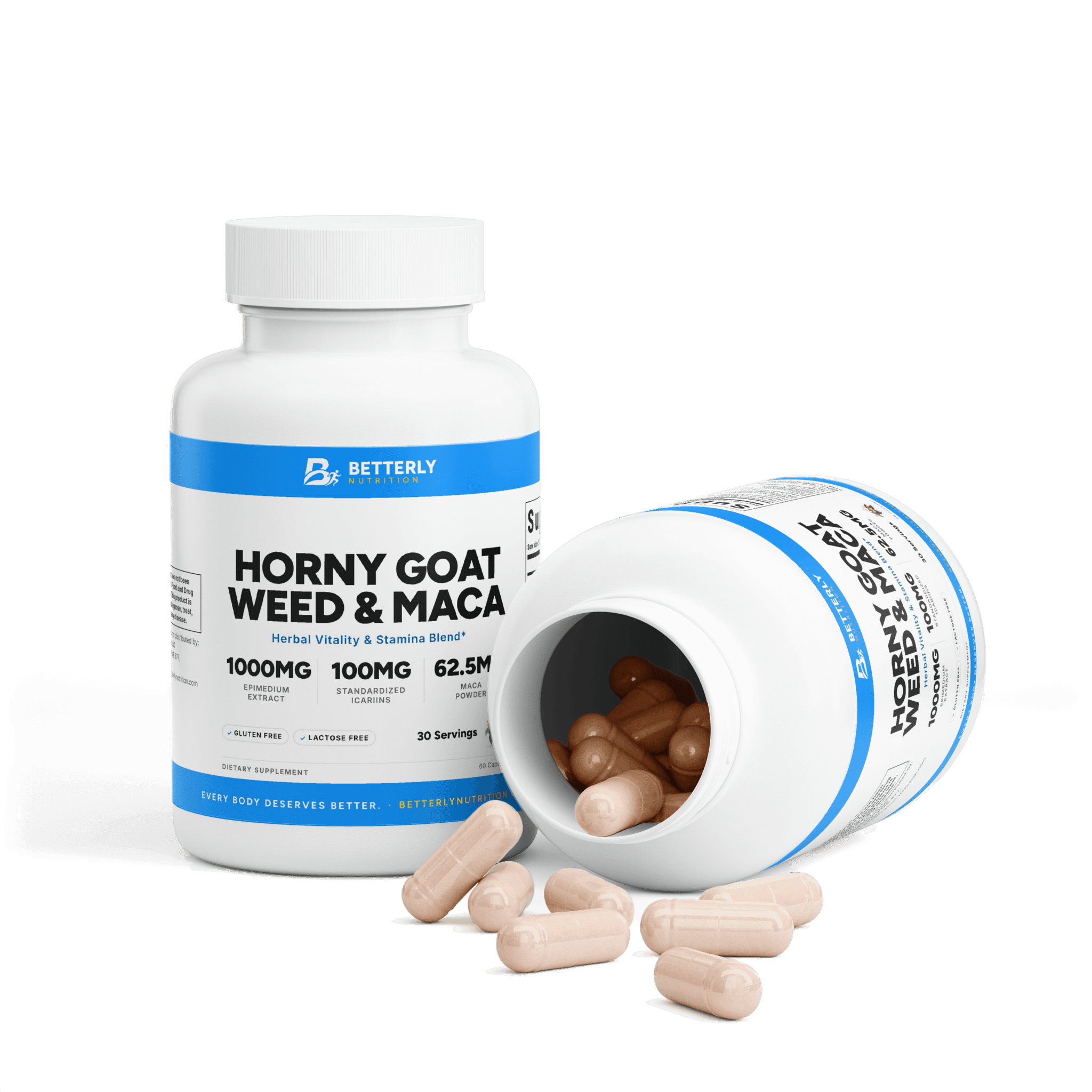 Horny Goat Weed & Maca Capsules, opened to show the contents