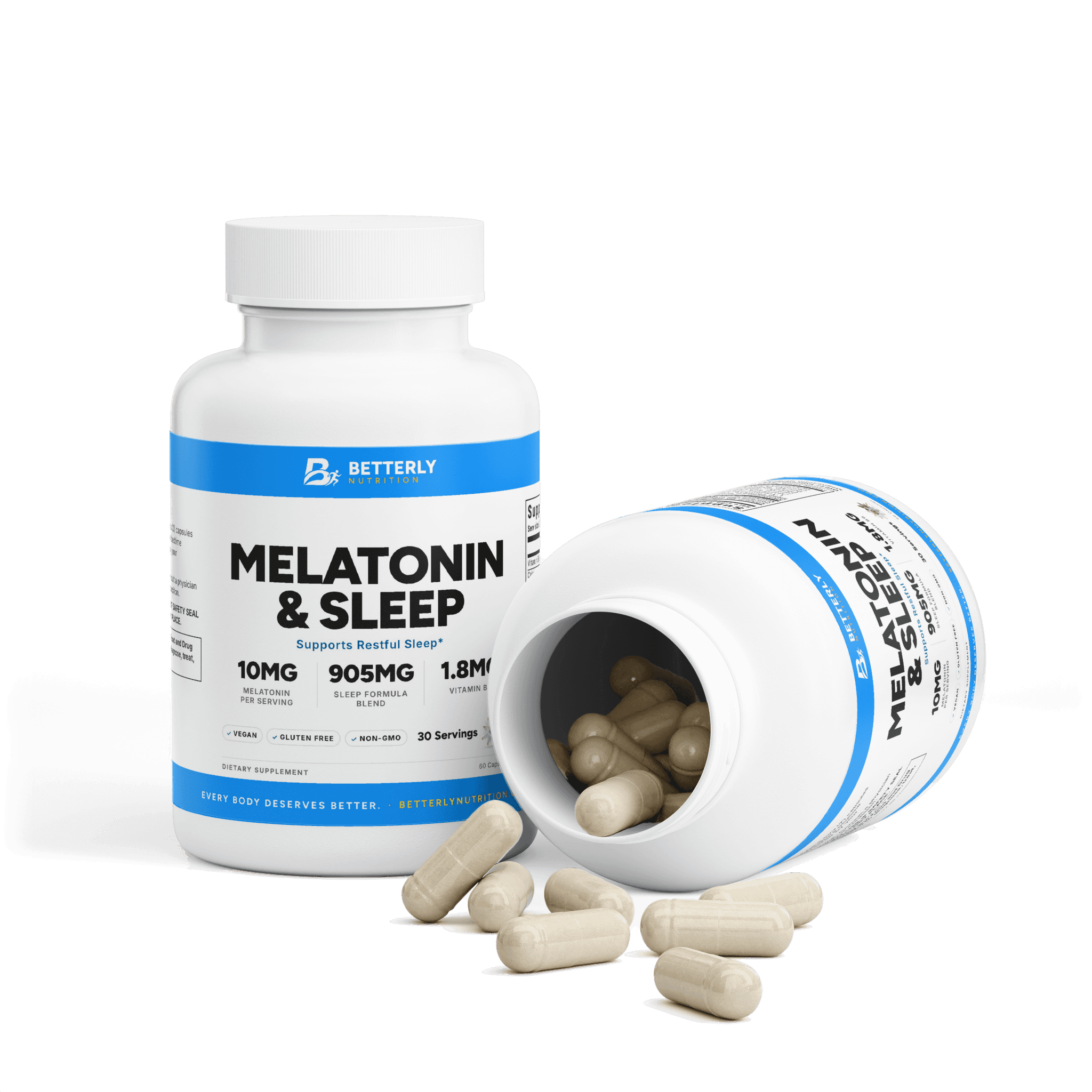 10mg Melatonin Sleep Capsules, opened to show the contents