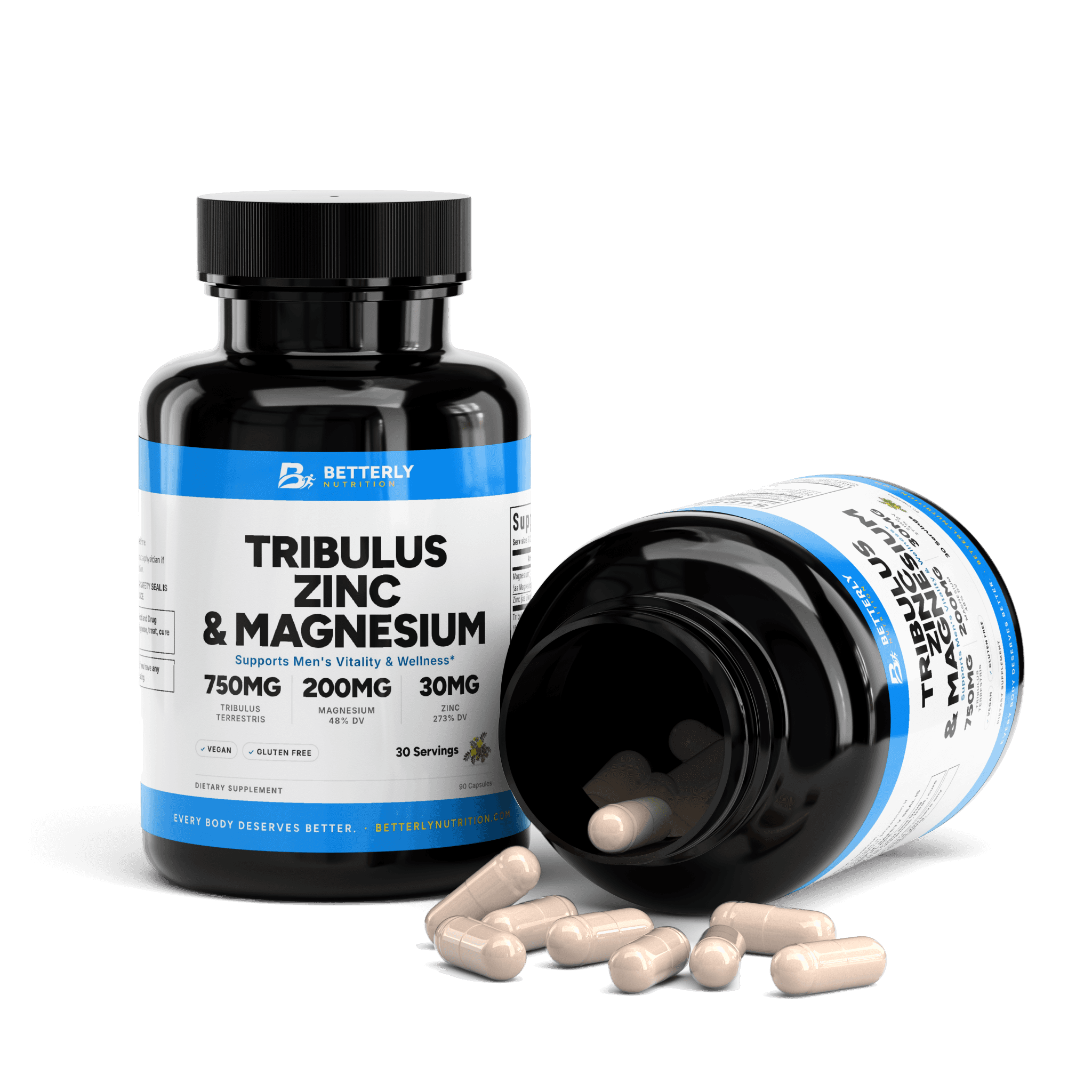 Tribulus, Zinc & Magnesium Capsules, opened to show the contents