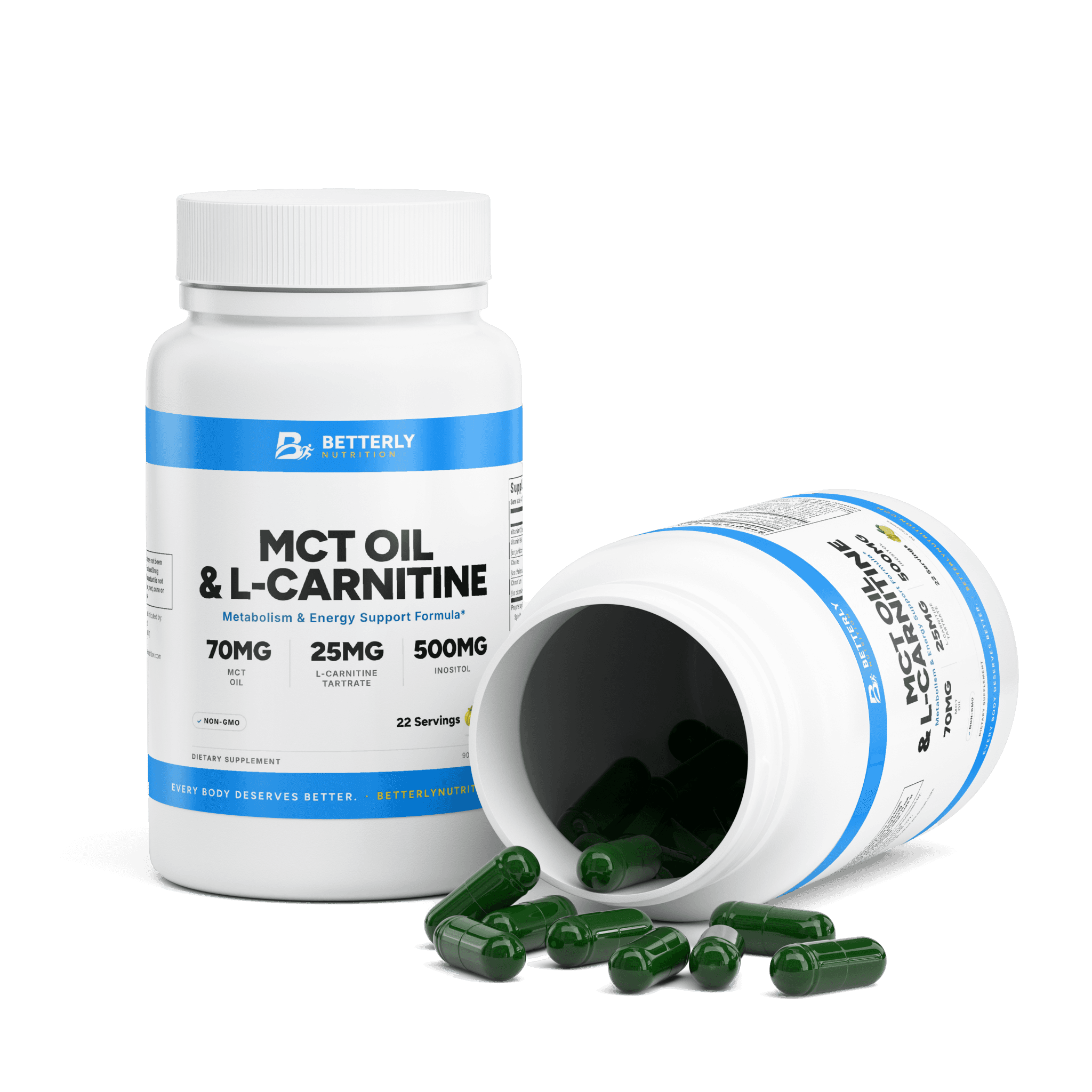 MCT Oil & L-Carnitine Capsules, opened to show the contents