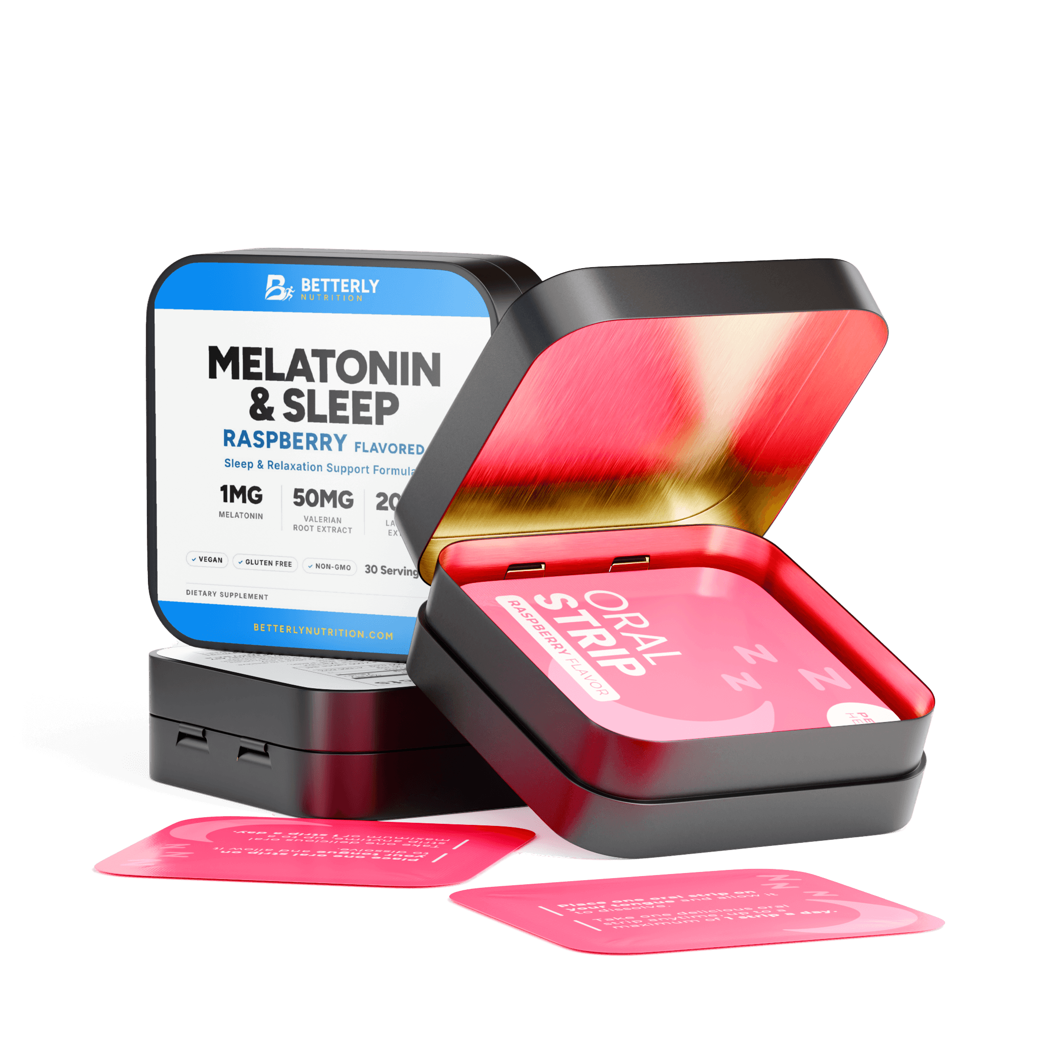 1mg Melatonin Sleep Strips, opened to show the contents