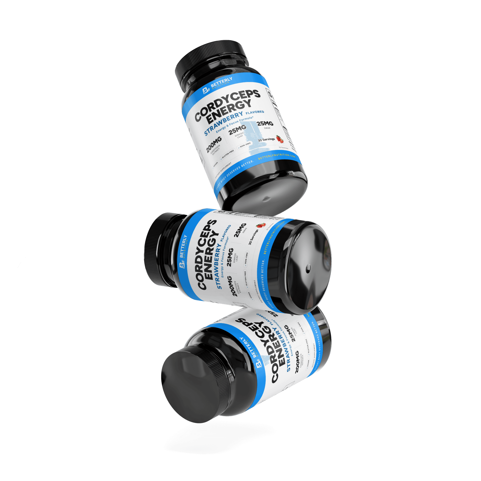 Cordyceps Mushroom Energy Gummies, stacked containers