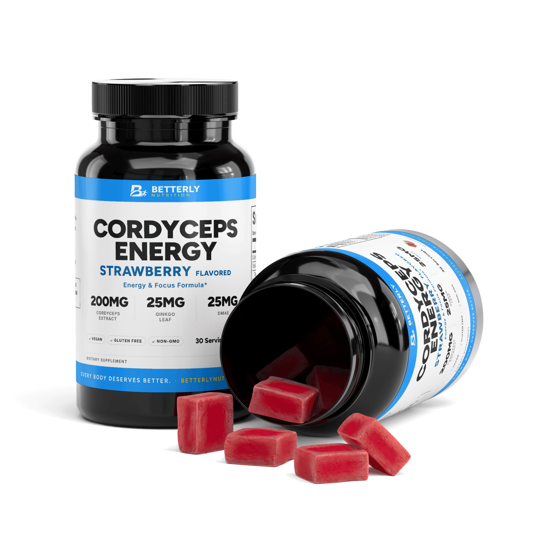 Cordyceps Mushroom Energy Gummies, opened to show the contents