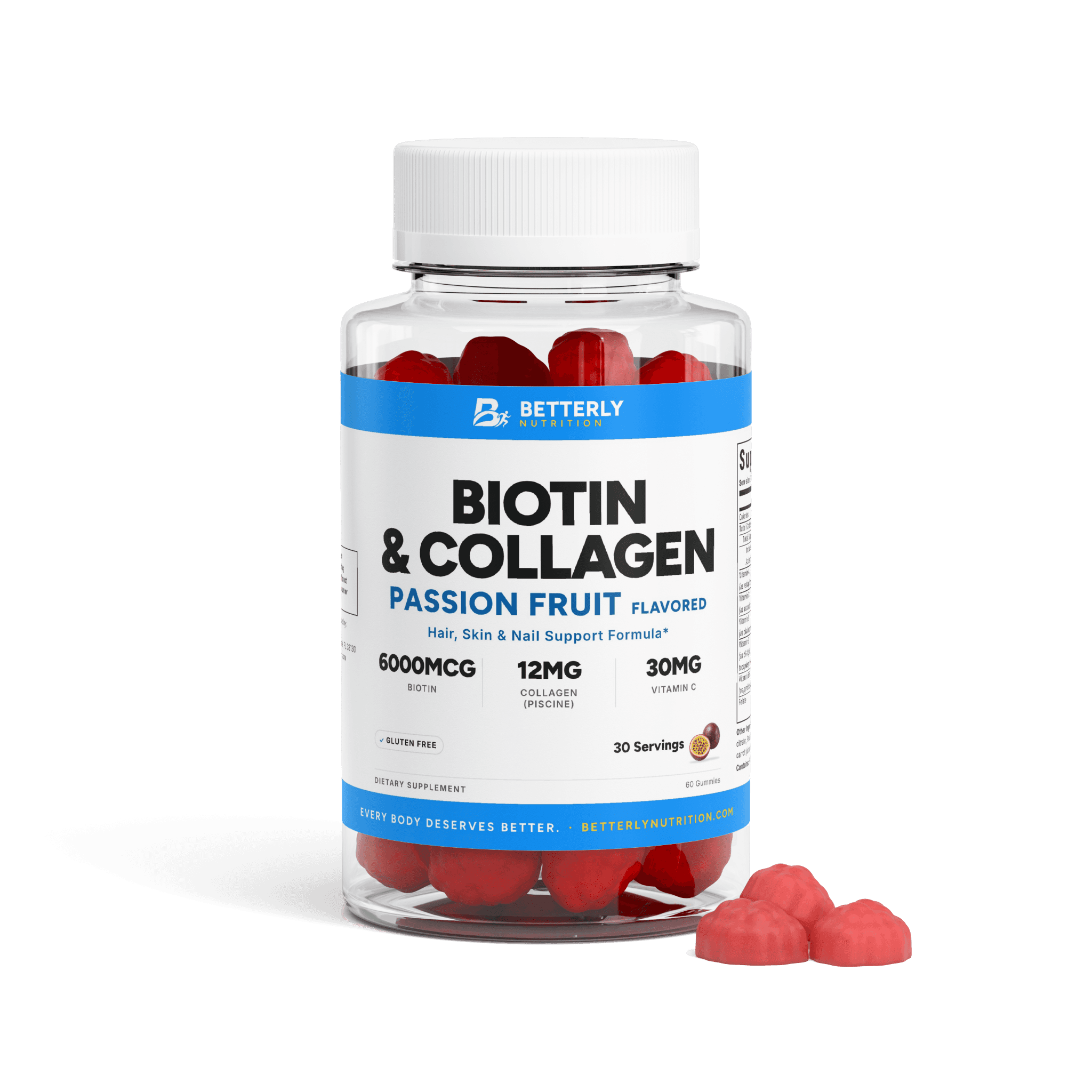 Biotin & Collagen Gummies, front label with the contents beside it
