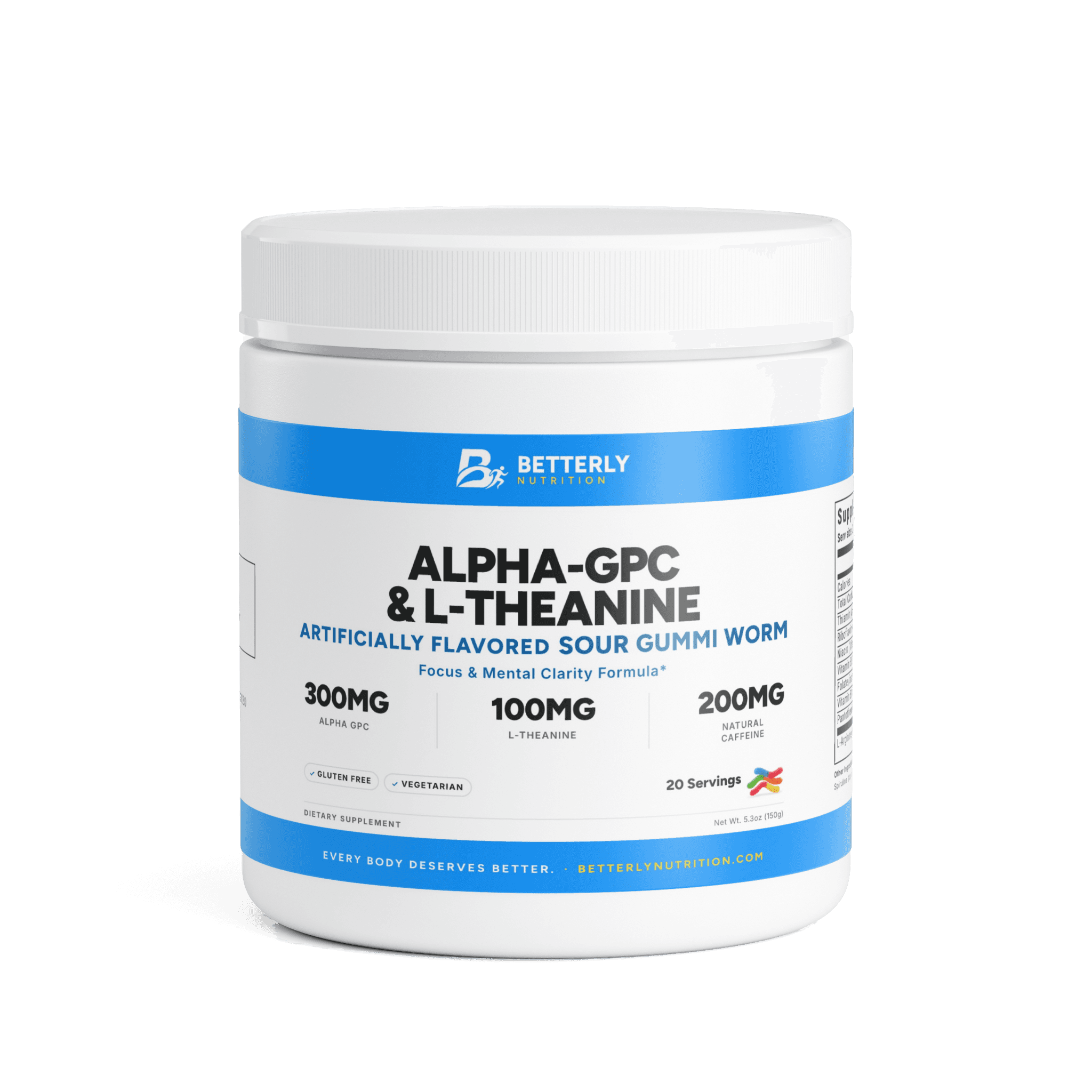 Alpha-GPC & L-Theanine Focus Powder — Sour Gummi Worm, front label
