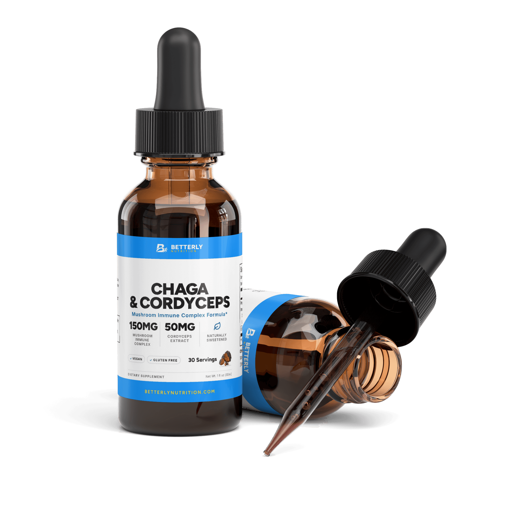 Chaga & Cordyceps Mushroom Drops, opened to show the contents