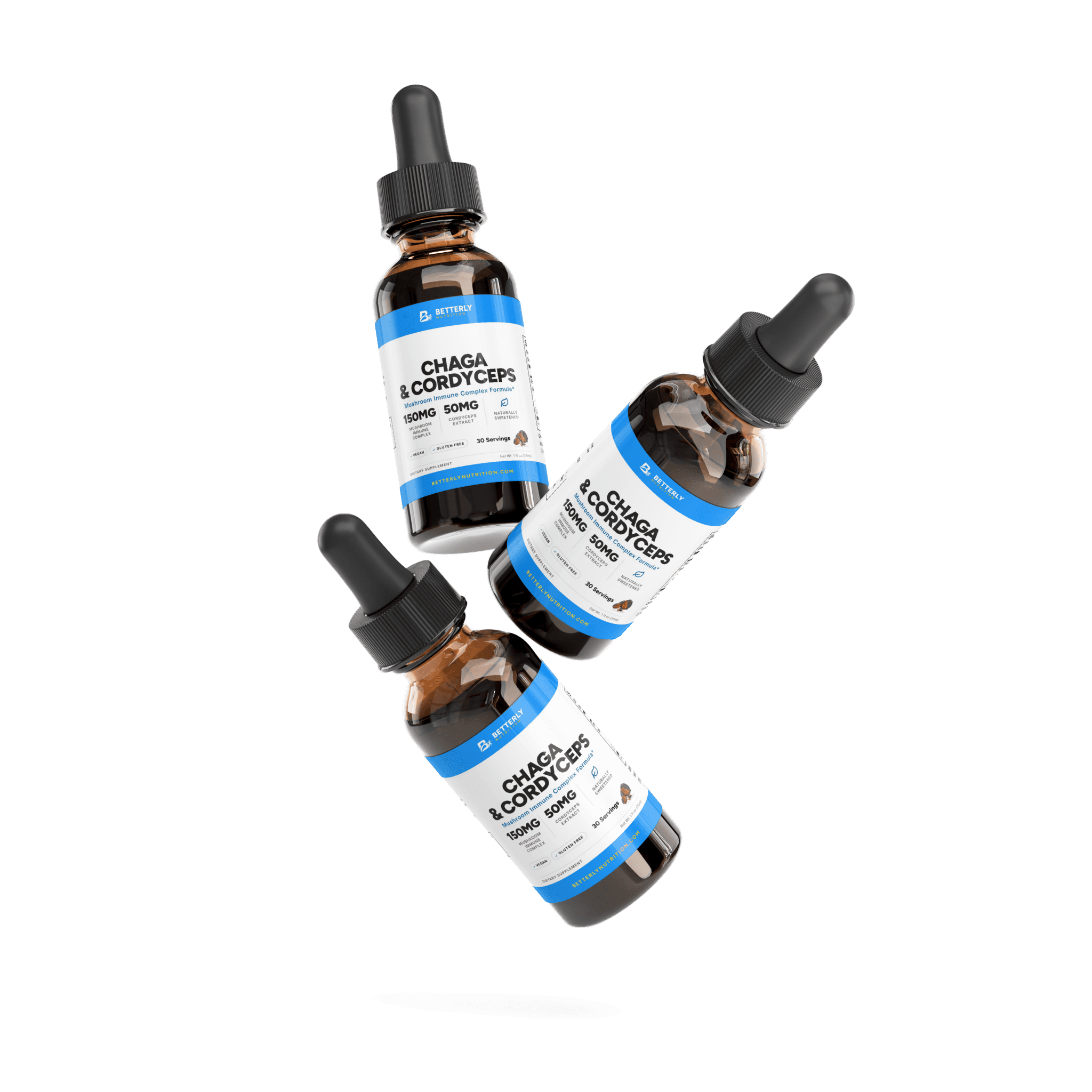 Chaga & Cordyceps Mushroom Drops, stacked containers