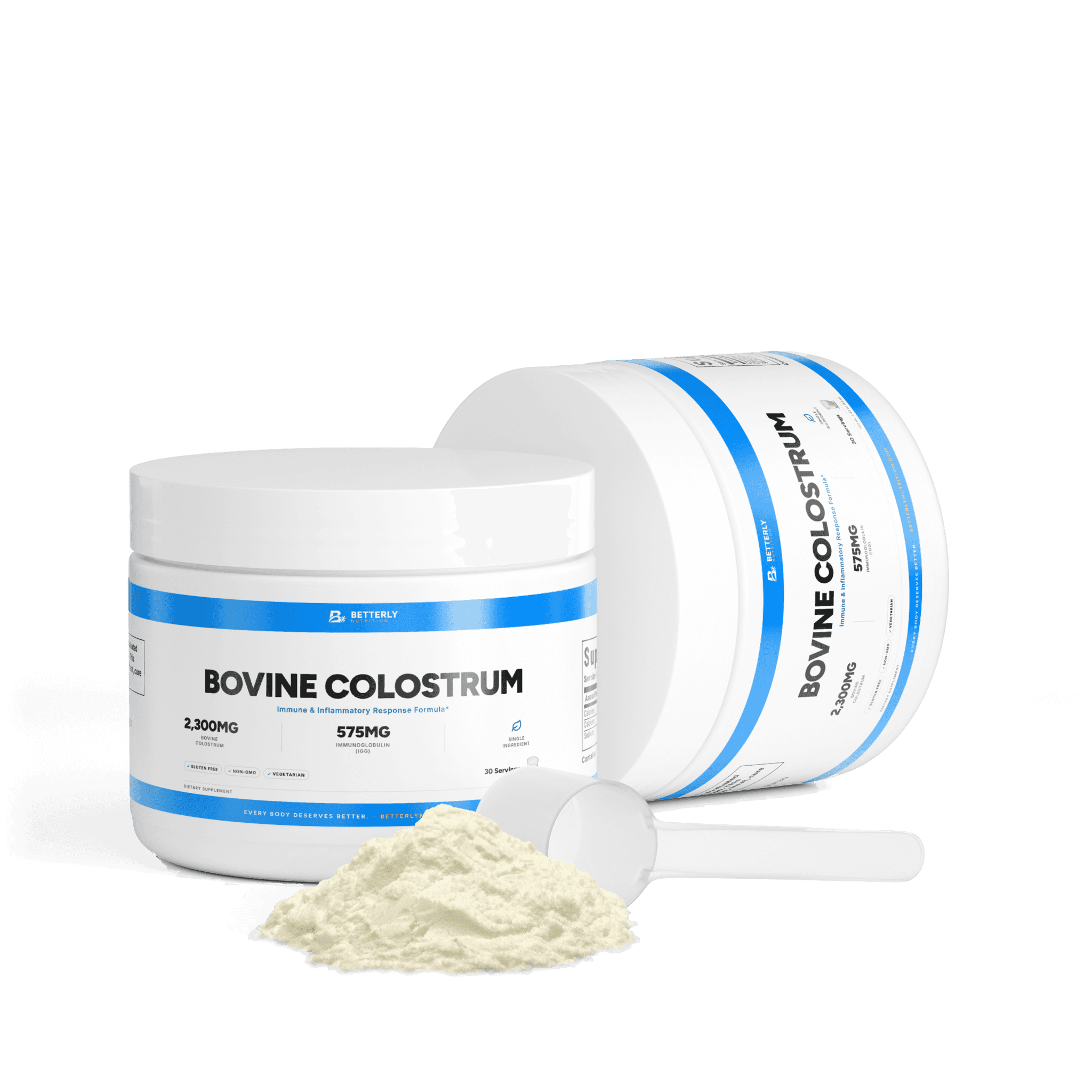 2,300mg Bovine Colostrum Powder, opened to show the contents