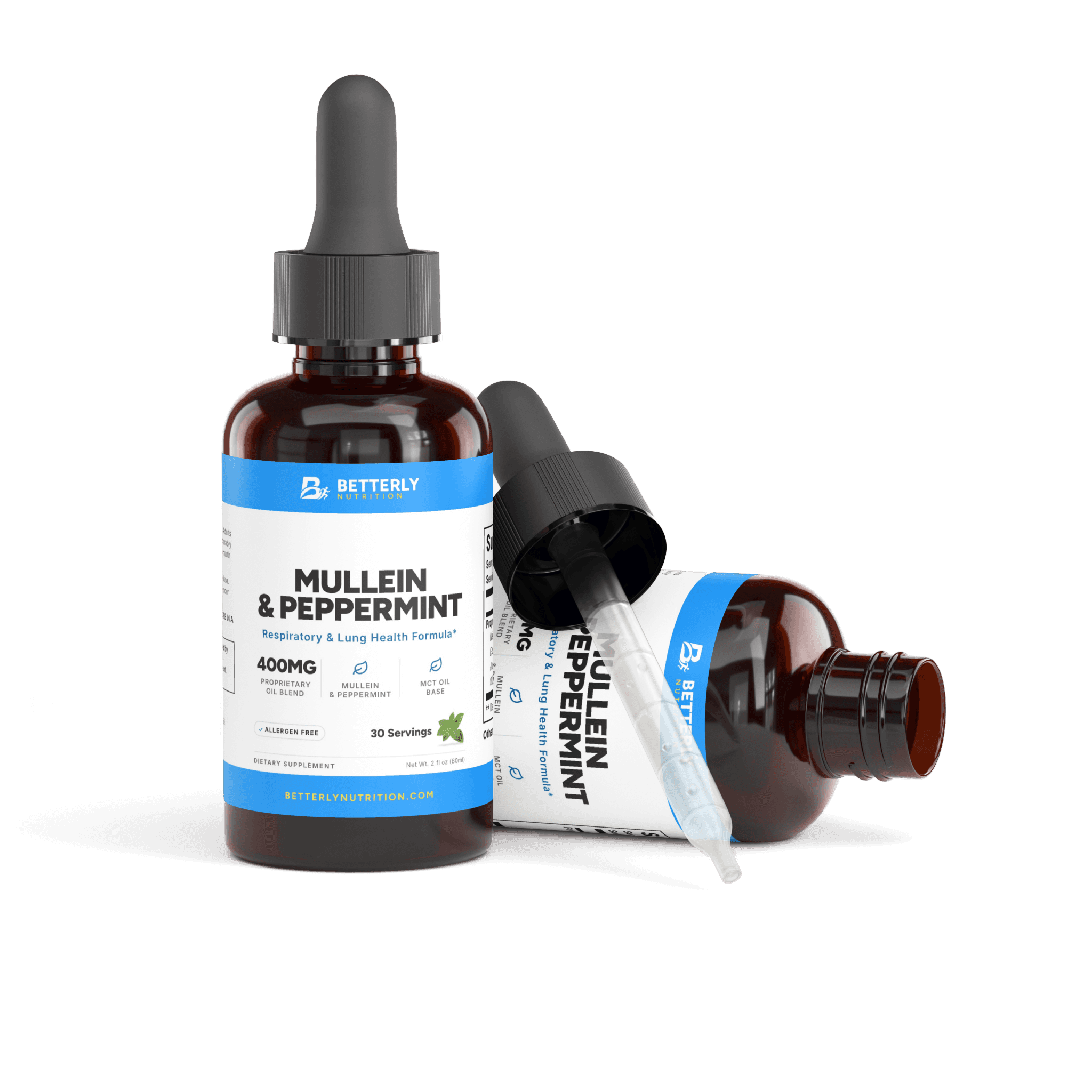 Mullein & Peppermint Oil Drops, opened to show the contents