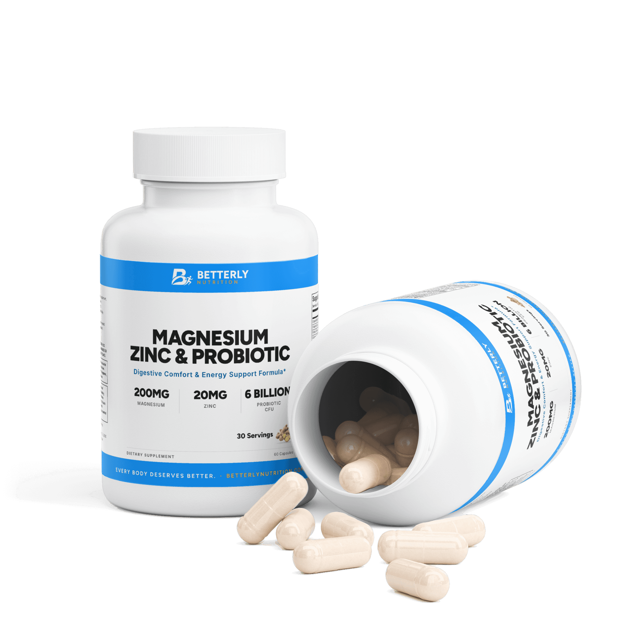 Magnesium, Zinc & Probiotic Capsules, opened to show the contents