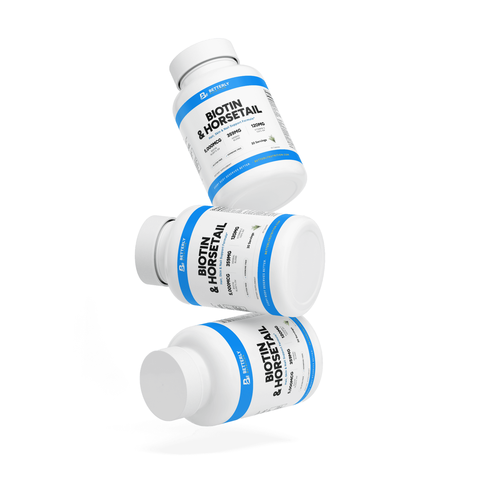 Biotin & Horsetail Hair Capsules, stacked containers