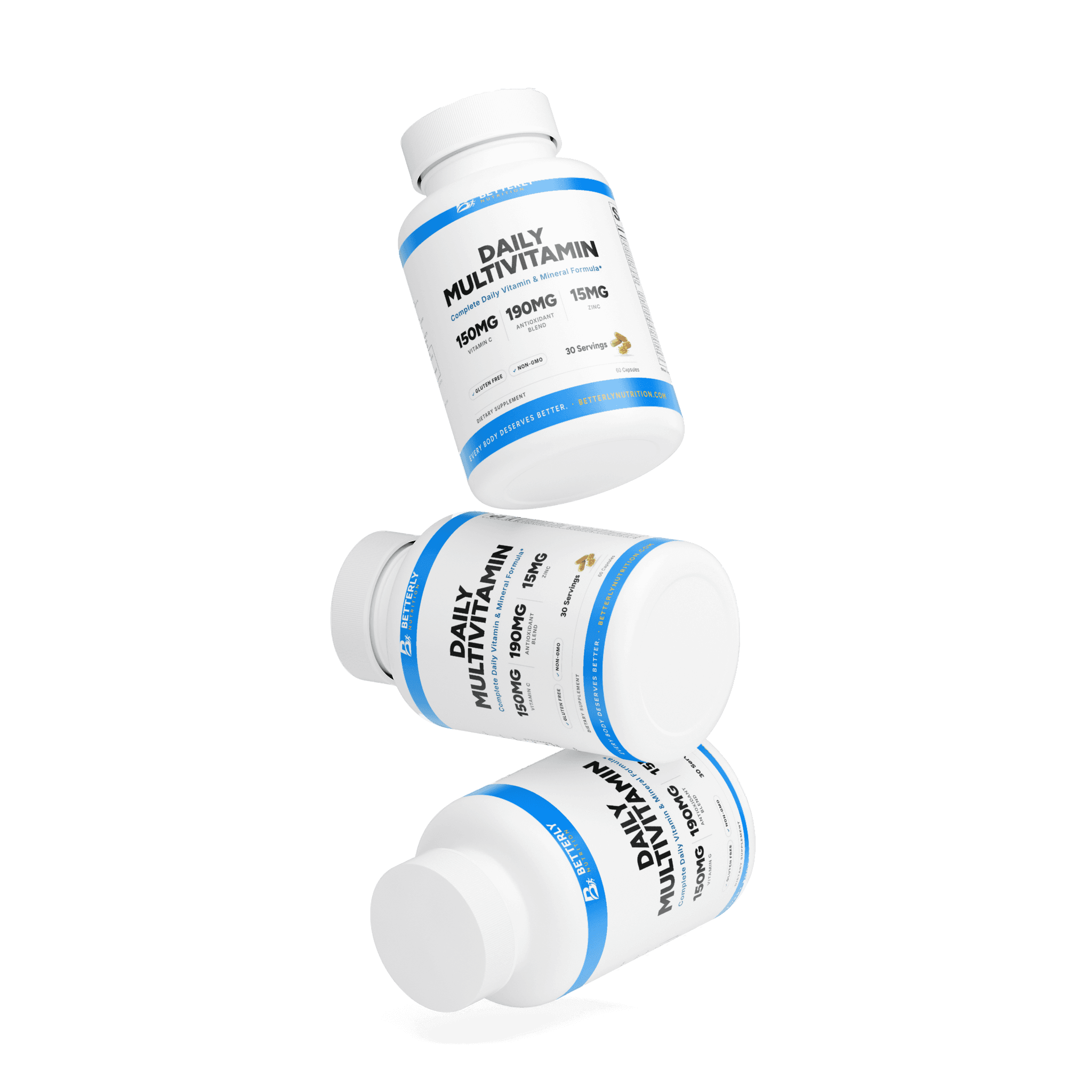 Daily Multivitamin Capsules, stacked containers