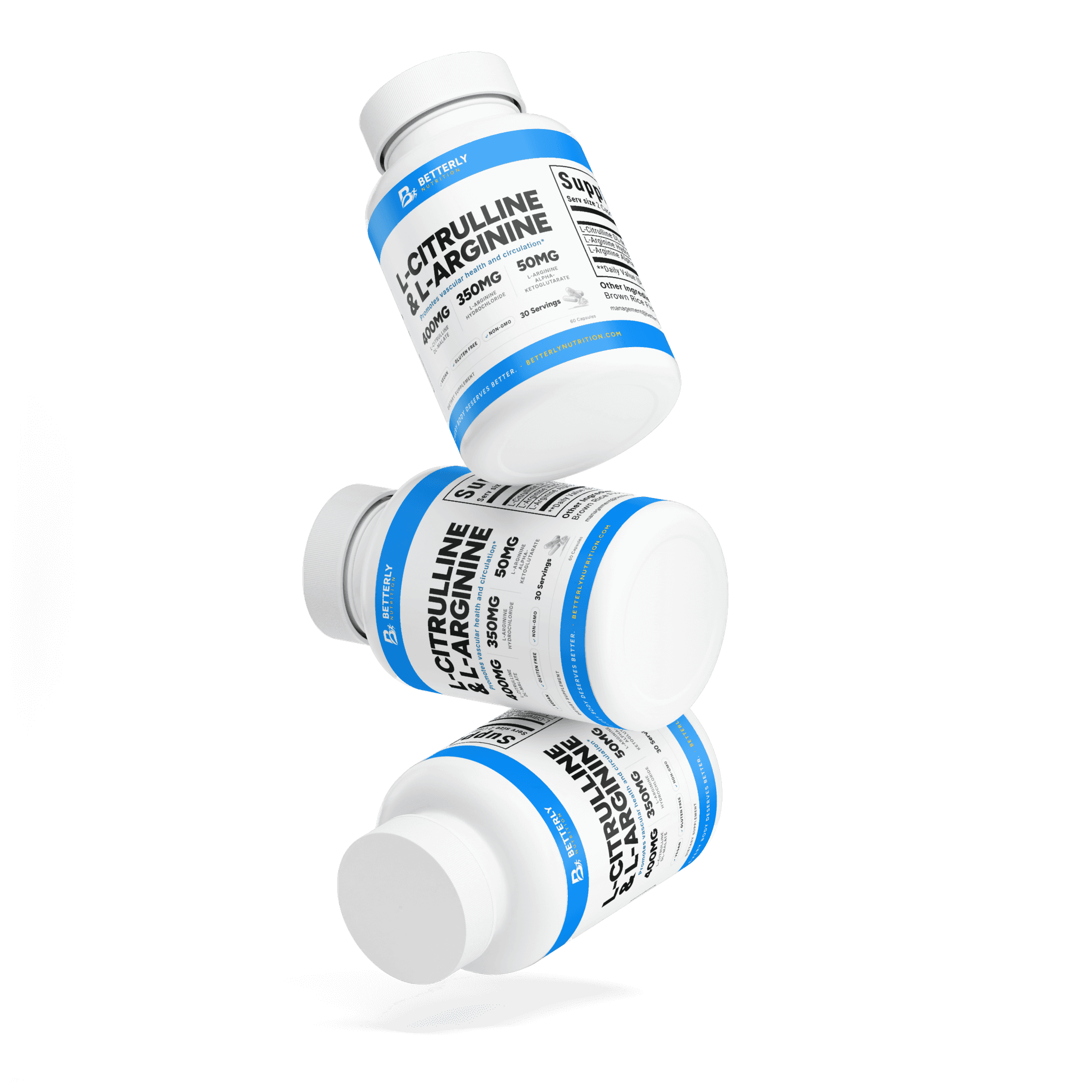 L-Citrulline & L-Arginine Capsules, stacked containers
