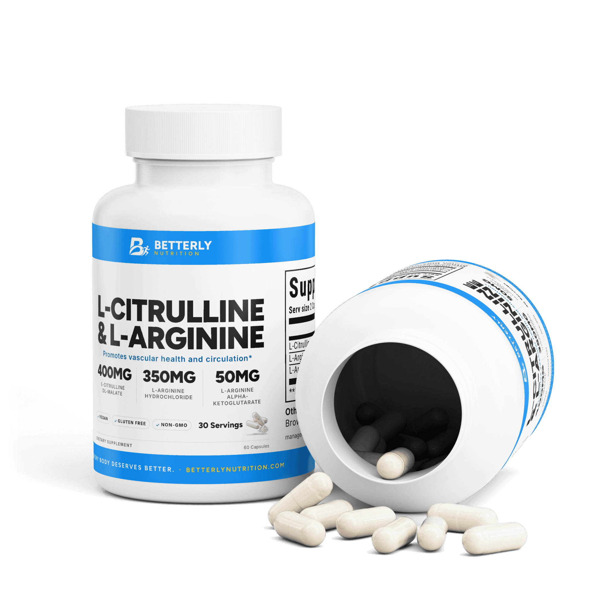 L-Citrulline & L-Arginine Capsules, opened to show the contents