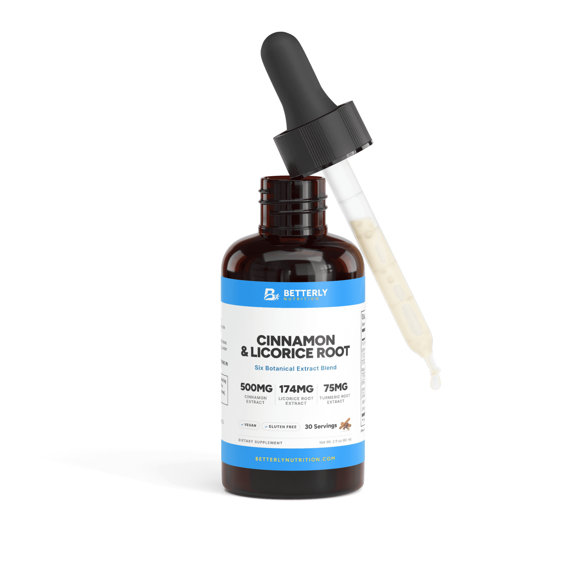Cinnamon & Licorice Root Drops, front label with the contents beside it