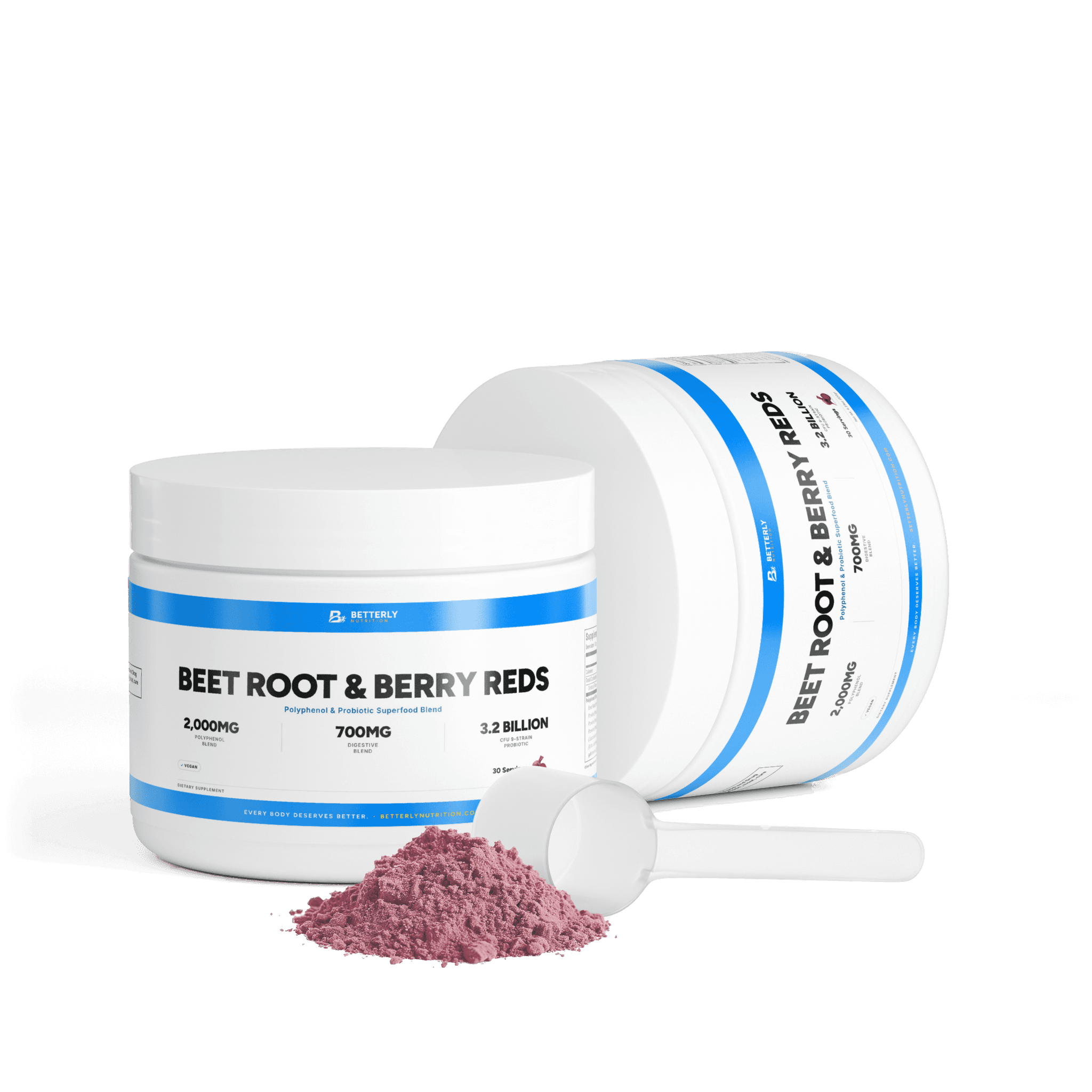 Beet Root & Berry Reds Powder, opened to show the contents