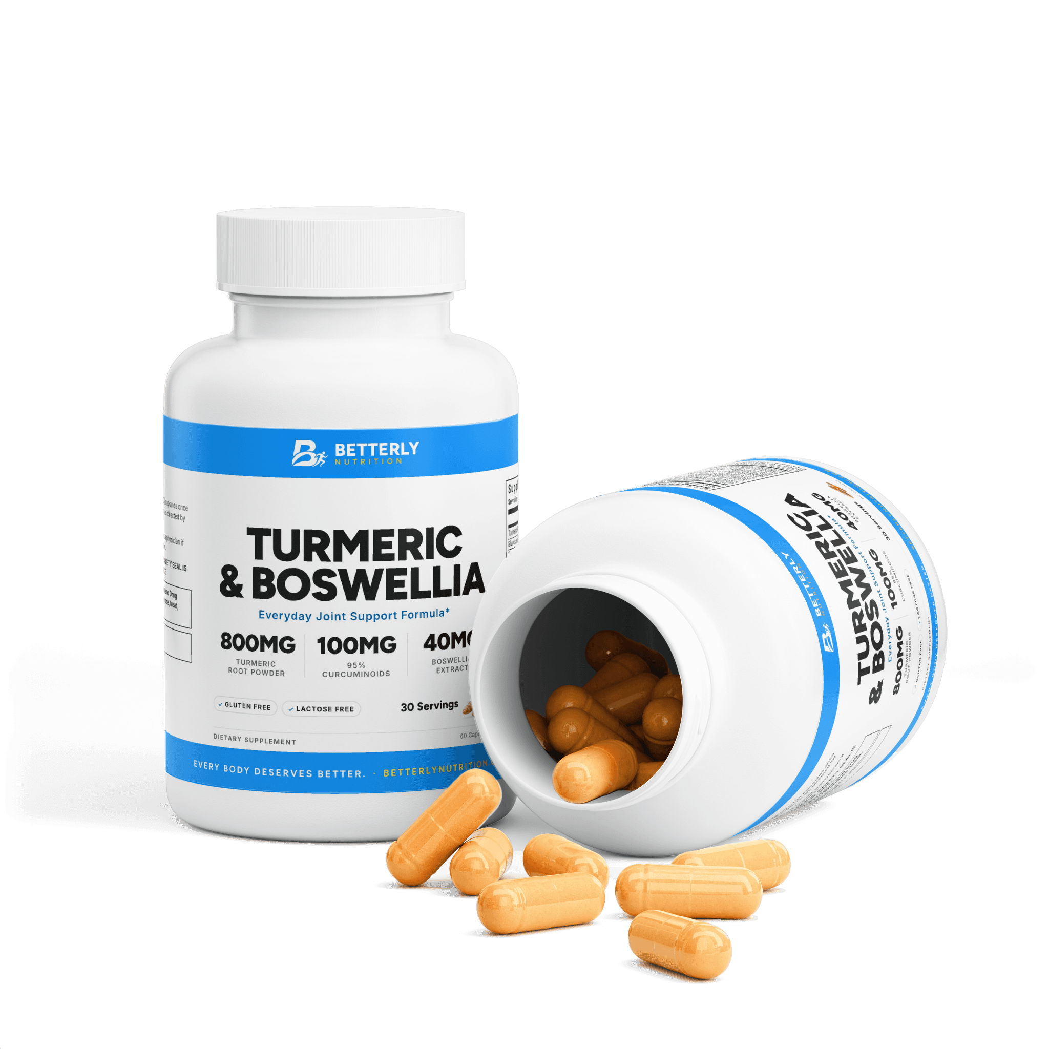 Turmeric Curcumin & Boswellia Capsules, opened to show the contents