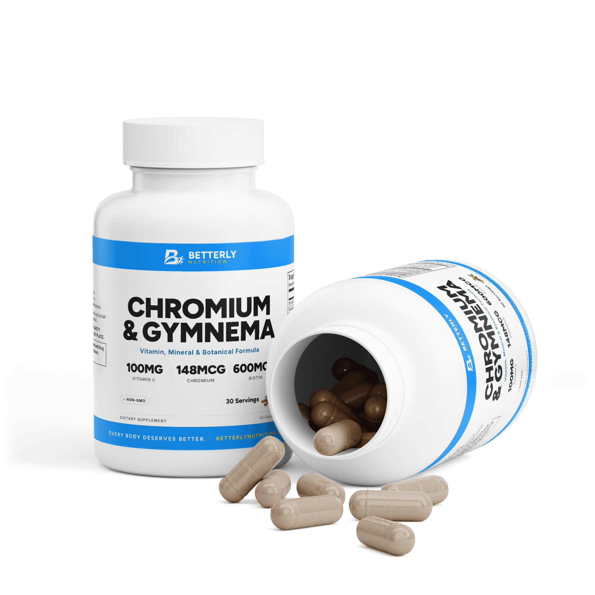 Chromium, Gymnema & Cinnamon Capsules, opened to show the contents